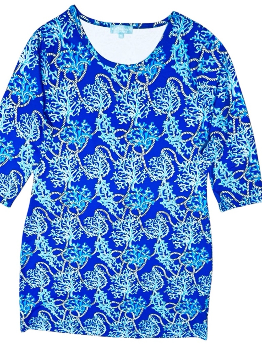 Anthony’s Resort Florida By Lulu-B Dress UP 50+ Sea Coral Reef 3/4 Sleeve M NWOT - Picture 2 of 12